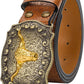 Women's Big Buckle Longhorn Bull Cowgirl Belt