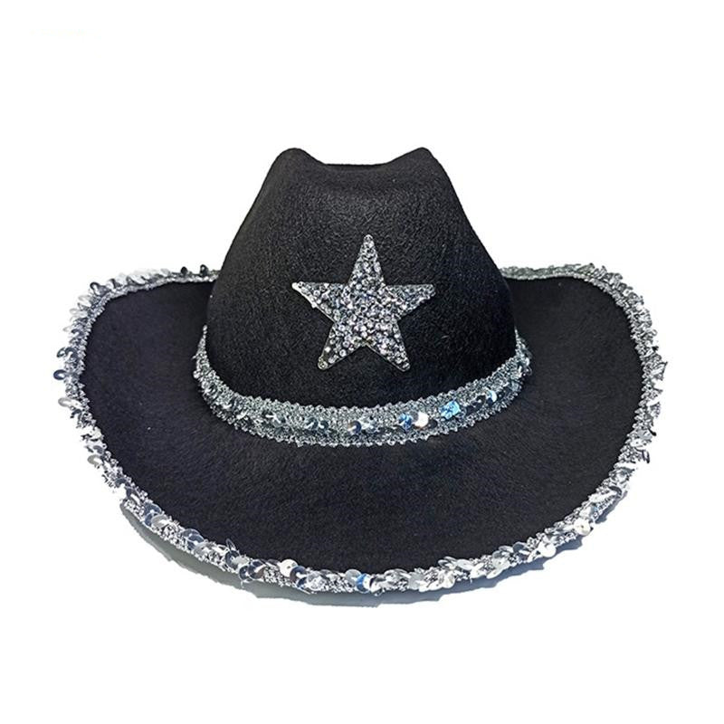 Party Black Bilateral Sequined Cowboy Hat