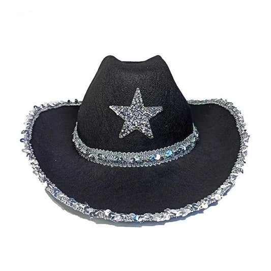 Party Black Bilateral Sequined Cowboy Hat
