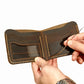 Men’s Handmade Genuine Leather Wallet – Retro Horizontal Square Design