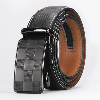 Men’s Statement Cow Leather Belt with Lattice Automatic Buckle