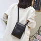 Black Leather-Style Crossbody Phone Bag with 4 Zip Pockets