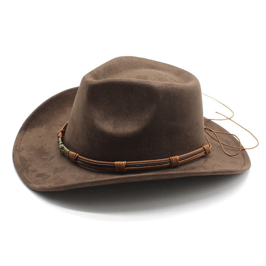 Suede Curling Western Cowboy Hat Ethnic Style Top Hat