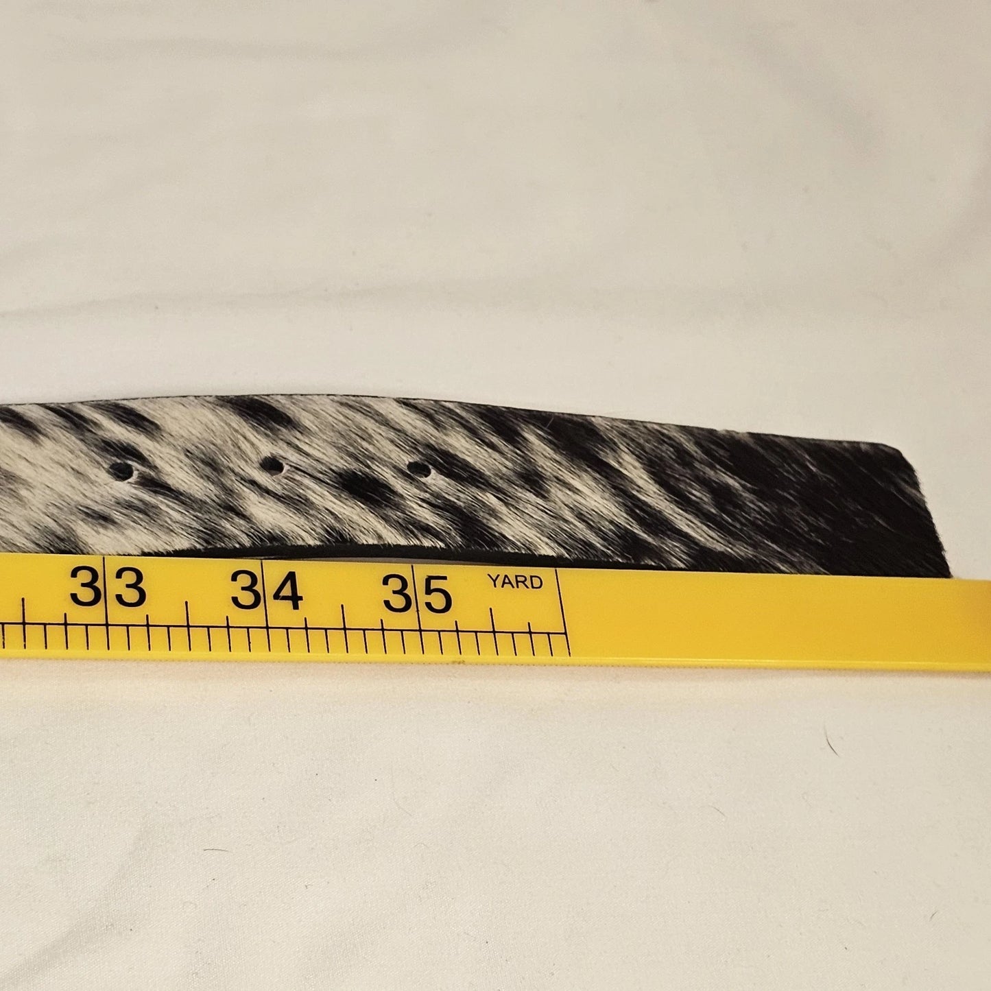 Black & White Hair-On Hide Leather Belt - Gunmetal Buckle