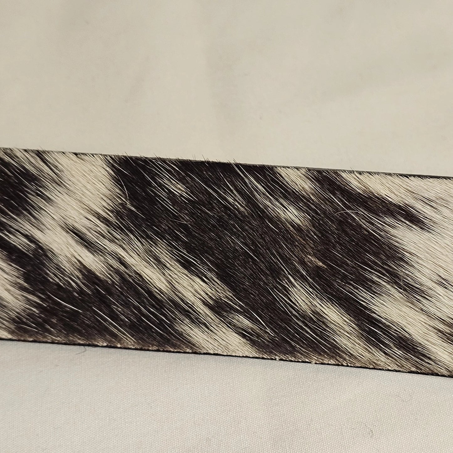 Black & White Hair-On Hide Leather Belt - Gunmetal Buckle