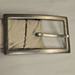 Black & White Hair-On Hide Leather Belt - Gunmetal Buckle