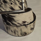 Black & White Hair-On Hide Leather Belt - Gunmetal Buckle
