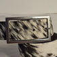 Black & White Hair-On Hide Leather Belt - Gunmetal Buckle