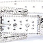 Rhinestone Cross Western Belt - Pearl Edging, Bling Buckle