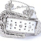 Rhinestone Cross Western Belt - Pearl Edging, Bling Buckle