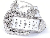 Rhinestone Cross Western Belt - Pearl Edging, Bling Buckle