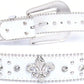 Rhinestone Cross Western Belt - Pearl Edging, Bling Buckle