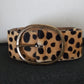 Cheetah Print Hair-On Hide Skinny Belt - Bronze Buckle