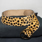 Cheetah Print Hair-On Hide Skinny Belt - Bronze Buckle