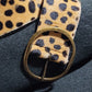 Cheetah Print Hair-On Hide Skinny Belt - Bronze Buckle