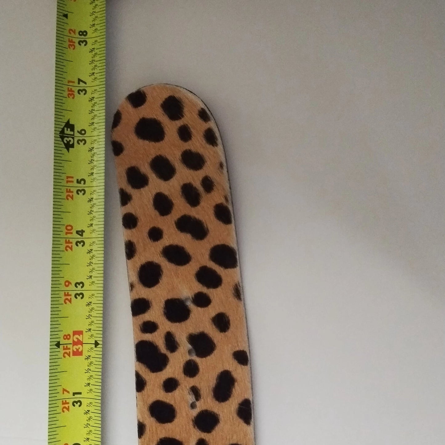 Cheetah Print Hair-On Hide Skinny Belt - Bronze Buckle