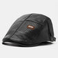 Adjustable Leather Beret Flat Cap - Ivy Newsboy Style