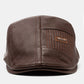 Adjustable Leather Beret Flat Cap - Ivy Newsboy Style