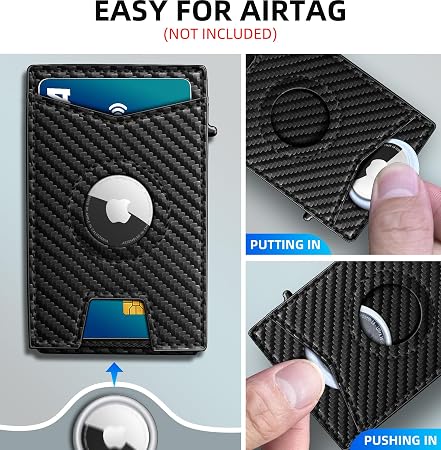 AirTag Compatible Pop-Up Card Holder Wallet for Men