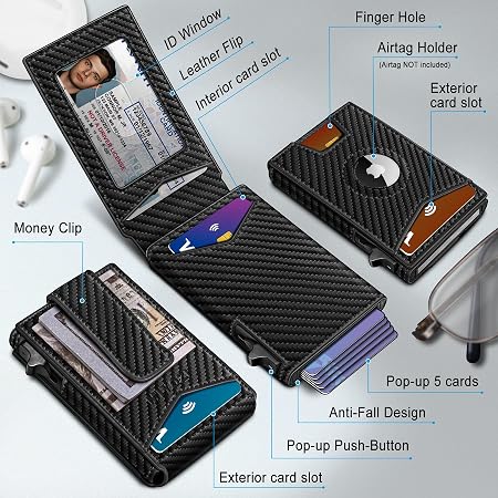 AirTag Compatible Pop-Up Card Holder Wallet for Men