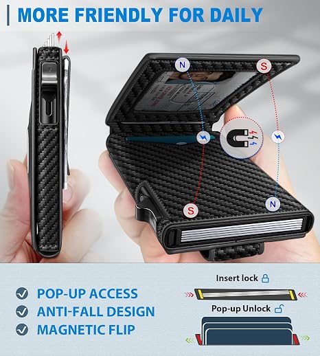 AirTag Compatible Pop-Up Card Holder Wallet for Men
