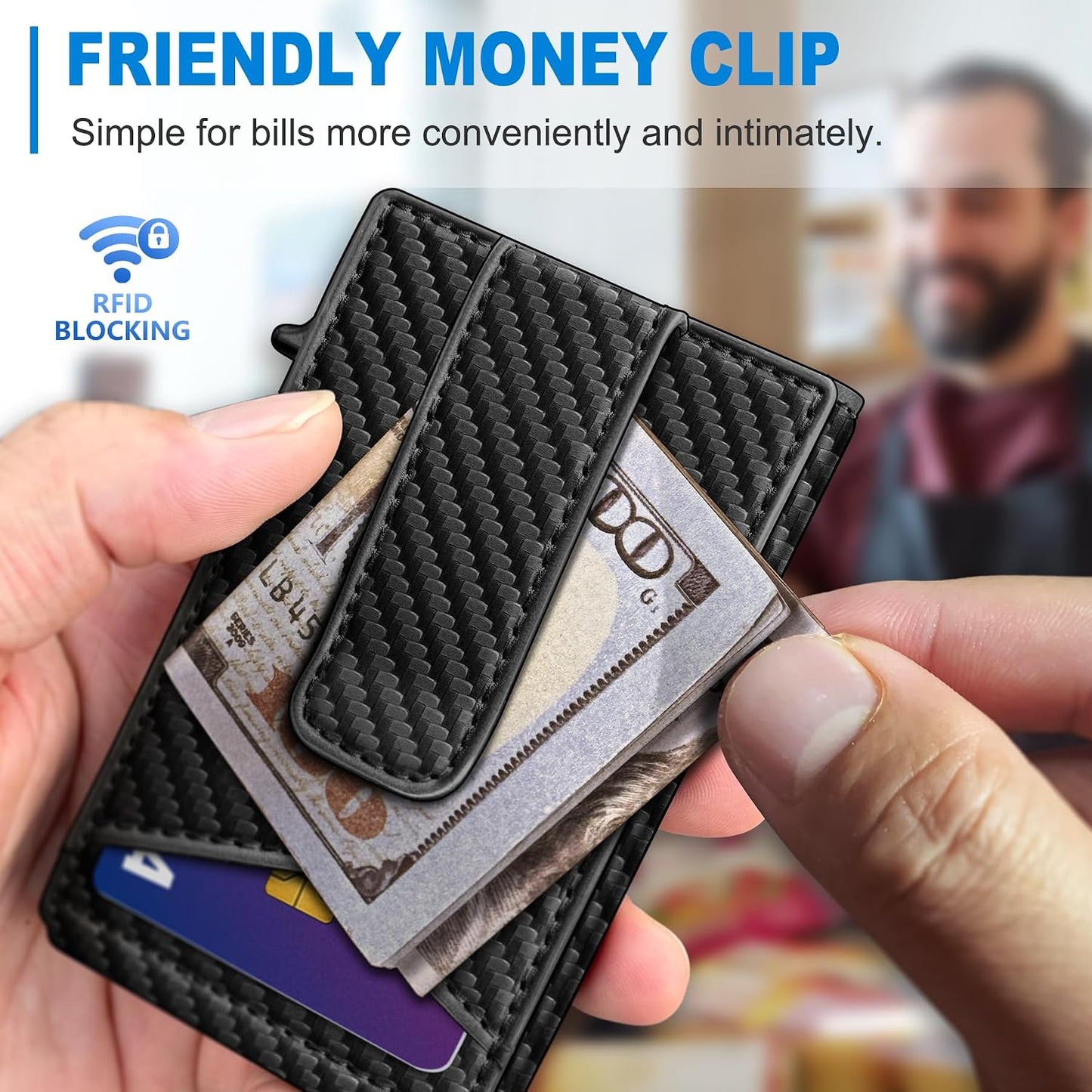 Aluminum Pop-Up RFID Blocking Card Holder Wallet for Men