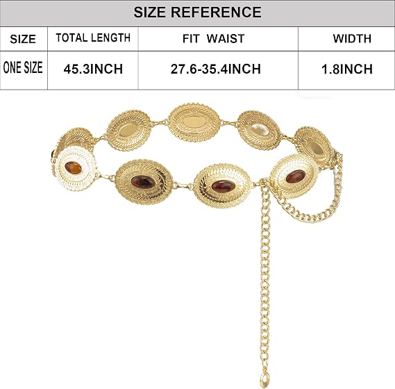 Amber Gemstone Filigree Chain Belt - Wide Vintage Style