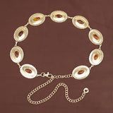 Amber Gemstone Filigree Chain Belt - Wide Vintage Style