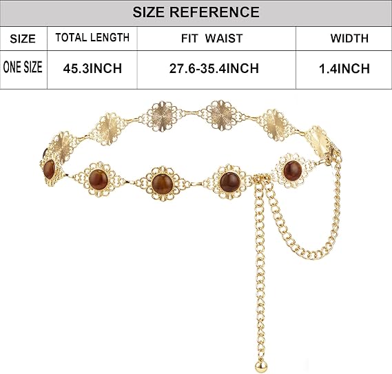 Amber Gemstone Filigree Waist Chain - Vintage Boho Belt