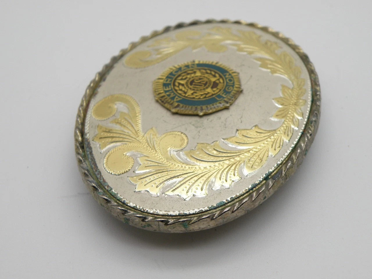 American Legion Western Belt Buckle Gold Tone