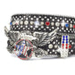 American Eagle Star Rhinestone Black Belt - Patriotic Red, White & Blue