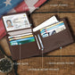 American Flag Full Grain Leather Bifold Wallet with RFID Blocking