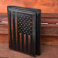 American Flag Full Grain Leather Trifold Wallet with RFID Blocking