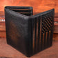 American Flag Full Grain Leather Trifold Wallet with RFID Blocking