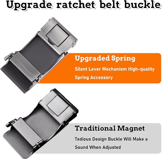 Matte Silver 35mm Ratchet Belt Buckle for Men