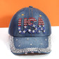 American Flag Rhinestone Baseball Cap – Patriotic Unisex Design