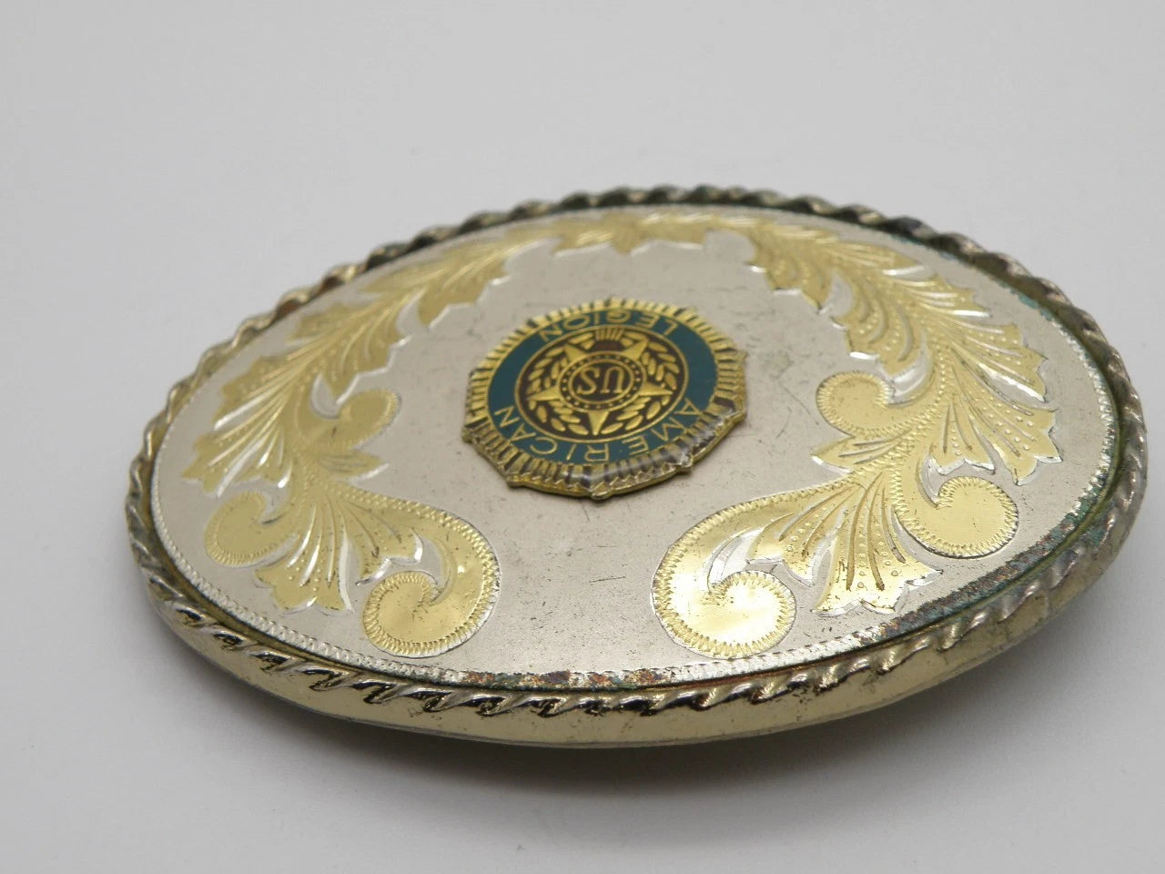 American Legion Western Belt Buckle Gold Tone