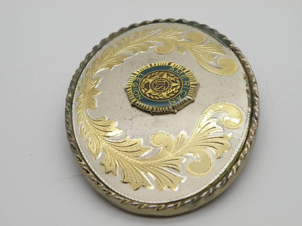 American Legion Western Belt Buckle Gold Tone