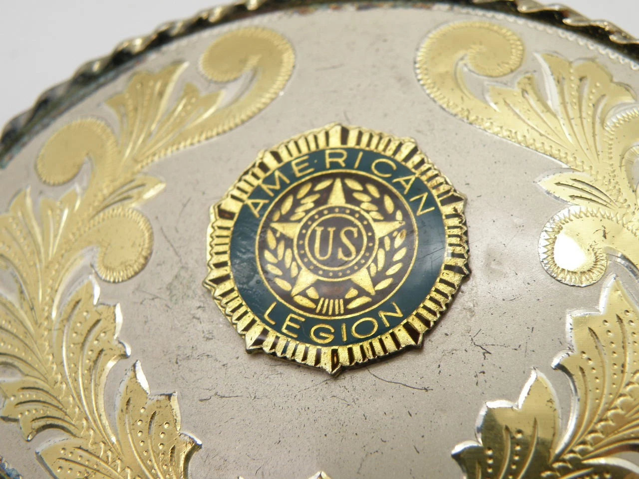 American Legion Western Belt Buckle Gold Tone