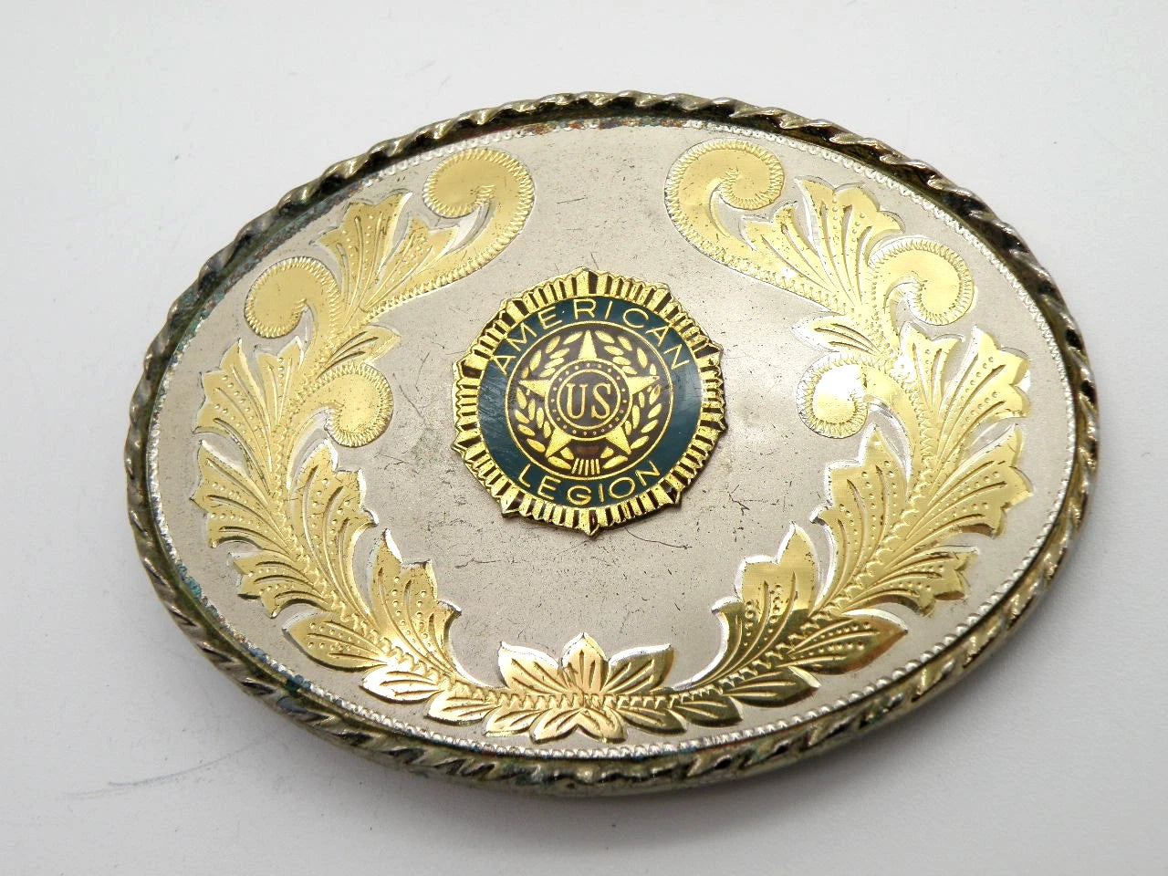 American Legion Western Belt Buckle Gold Tone