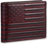 American Flag Full Grain Leather Bifold Wallet with RFID Blocking