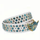 Angel Wings Rhinestone Belt – Blue Crystals, White Glitter Strap, Unisex