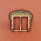 Antique Brass Western Cowboy Floral Belt Buckle 5-Piece Set for 1.5" Belts