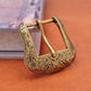 Antique Brass Western Cowboy Floral Belt Buckle 5-Piece Set for 1.5" Belts