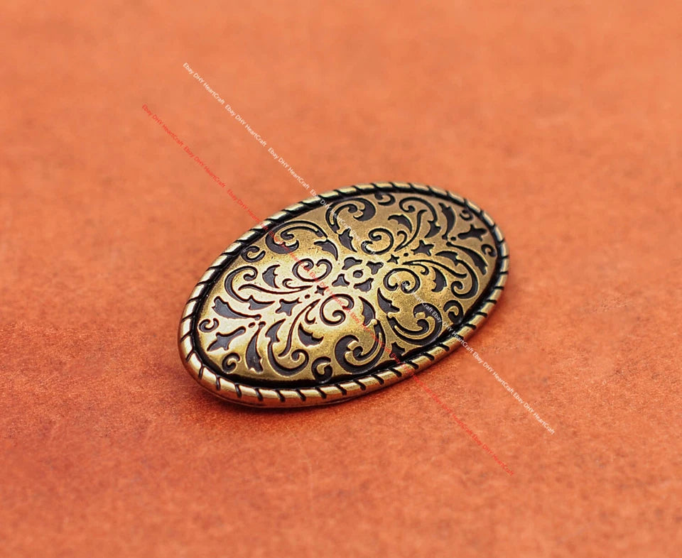 Antique Brass Western Cowboy Floral Belt Buckle 5-Piece Set for 1.5" Belts
