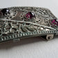 Antique Filigree Ruby Glass Flower Buckle - Statement Piece