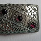 Antique Filigree Ruby Glass Flower Buckle - Statement Piece