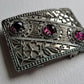 Antique Filigree Ruby Glass Flower Buckle - Statement Piece