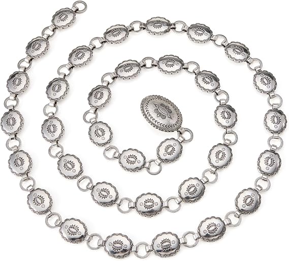 Antique Gold Silver Disc Concho Belt - Boho Cowgirl Style