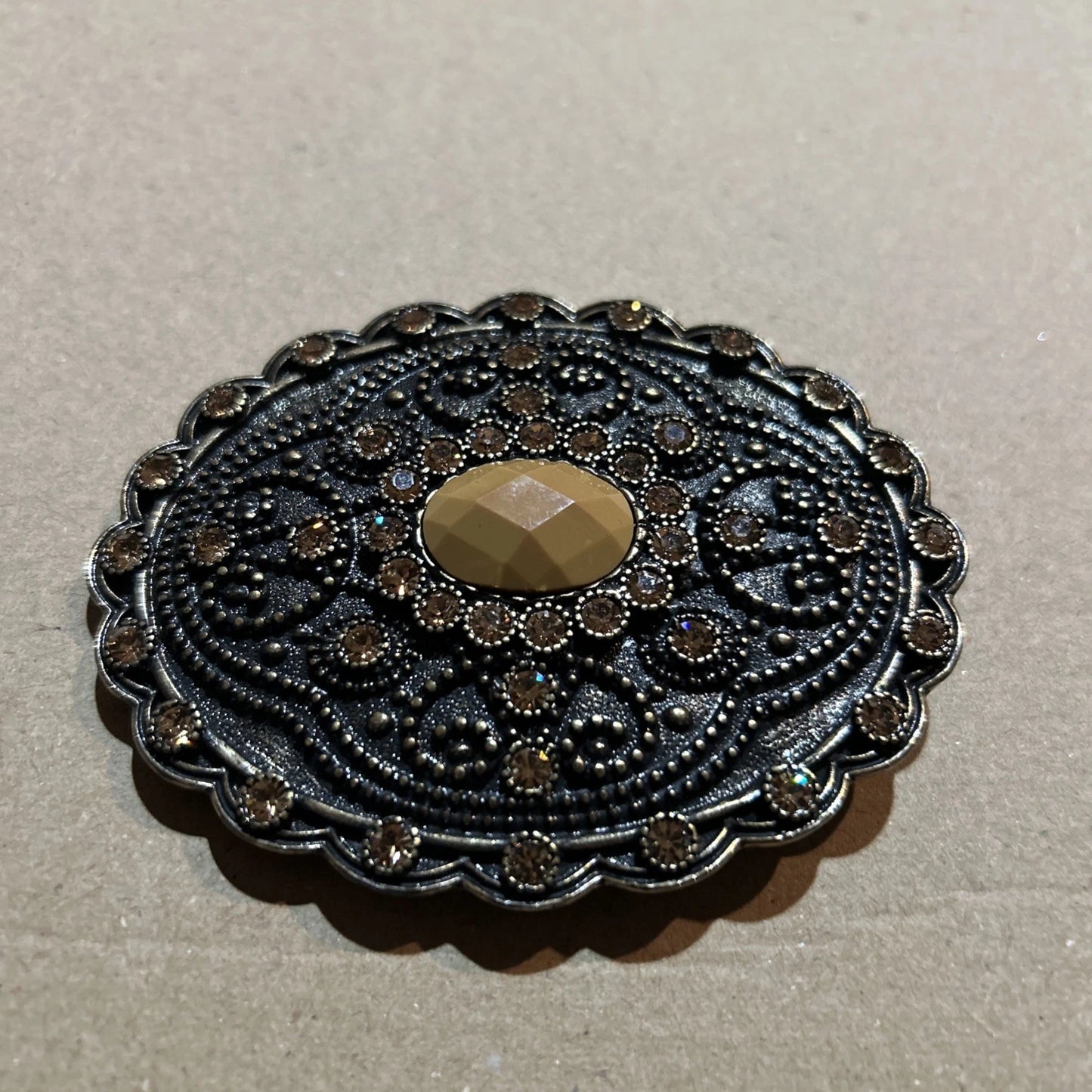 Antique Oval Filigree Belt Buckle - Brass